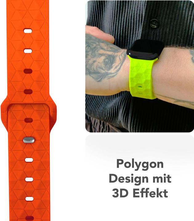 Produktbild Nalia Hexion Silikon-Armband für Apple Watch, Polygon Sportarmband - Weich, Flexibel & Atmungsaktiv (Silikon)