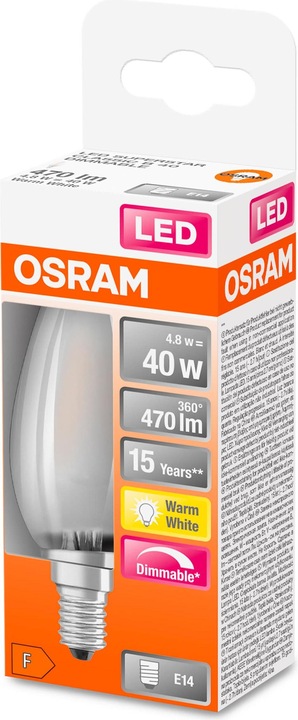 Produktbild Osram Led Retrofit Classic B (E14, 4.80 W, 470 lm, 1 x, F)