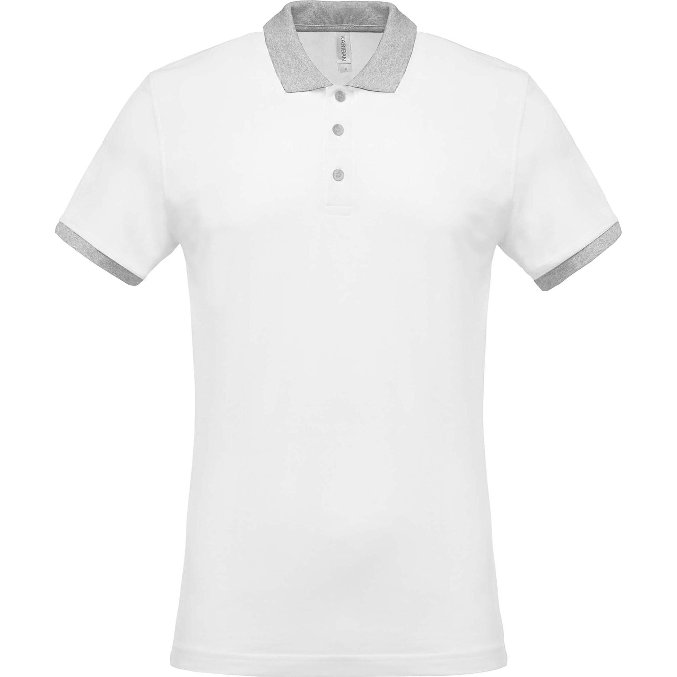 Kariban, Herren, Shirt, mélange piqué bicolore, Grau, Weiss, (3XL)