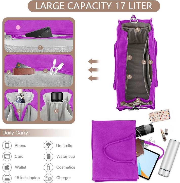 Produktbild Only-Bags.Store Canvas Tote Bag, grosse Handtasche Shopper Bag Travel Tote Work Bag mit Schulterriemen und