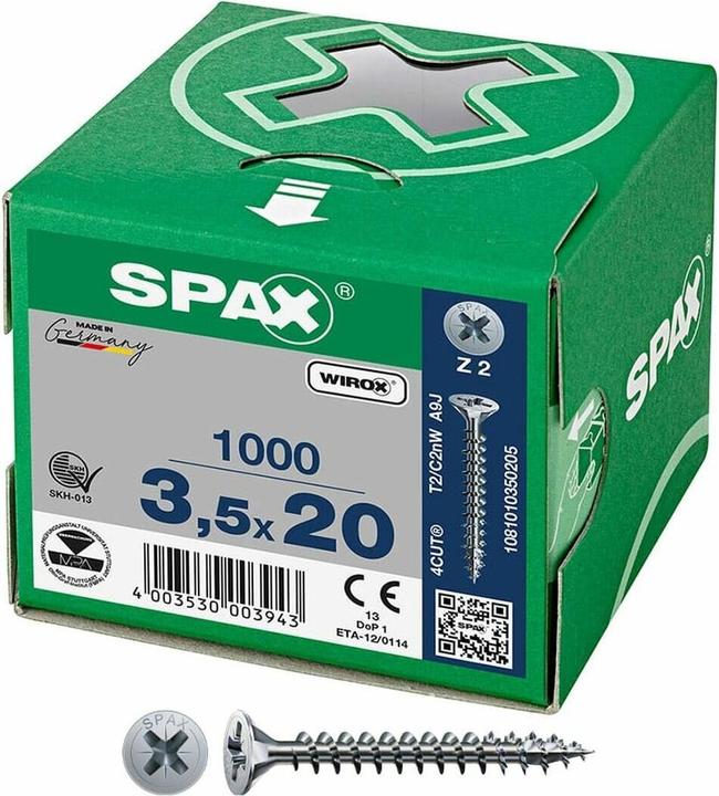 Image du produit Spax Vis pour panneaux d'aggloméré SK PZ2 3,5x20 mm (1000 Vis par pièce)