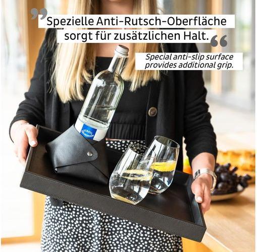 Produktbild Silwy Metall-Tablett im Leder-Look Schwarz