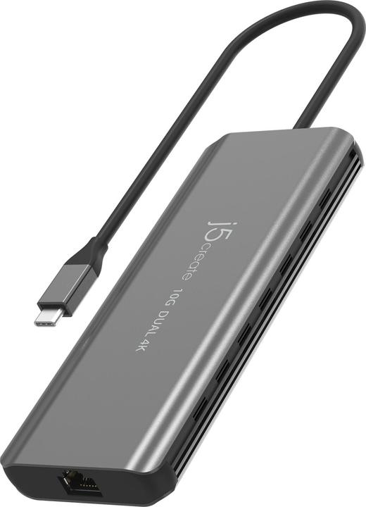 Produktbild j5Create JCD398-N, Kabelgebunden, USB 3.2 Gen 2 (3.1 Gen 2) Type-C, 100 W, 10,100,1000 Mbit/s, Grau