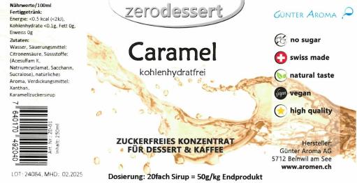 Nährwerte und Zutaten Günter Aroma Zerodessert