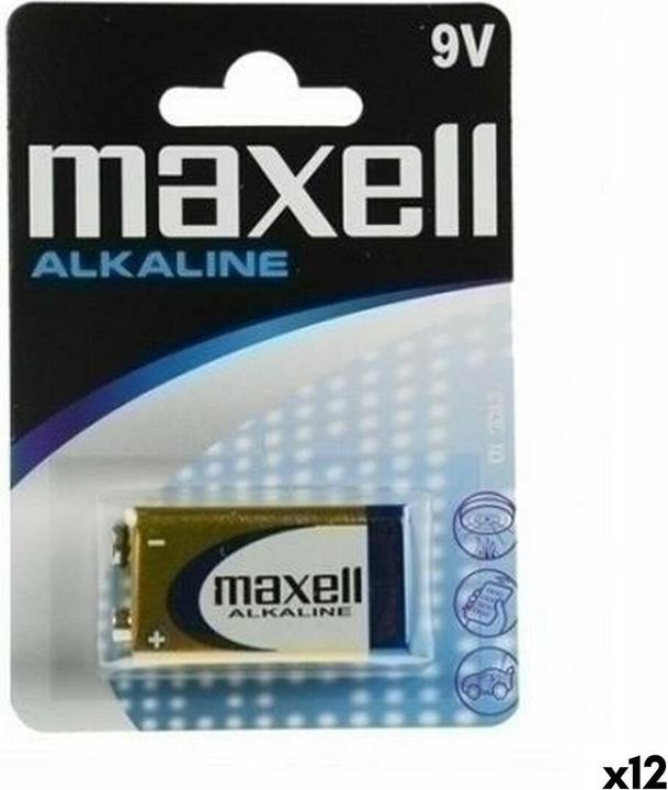 Actual product image Maxell Alkline-Batterie 9 V 6LR61 (12 Stück) (12 pcs., 9V Block)