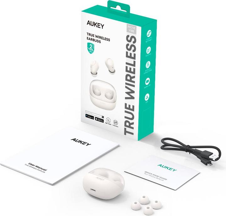 Produktbild Aukey MOVE VIBE - Earbuds (Keine Geräuschunterdrückung, 25 h, Kabellos)