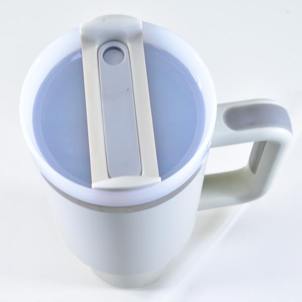 Produktbild Kögler Thermo Kaffee Henkel Becher aus Edelstahl, mit Strohhalm, eierschalenweiss, 1200ml (1200 ml, 1 x)