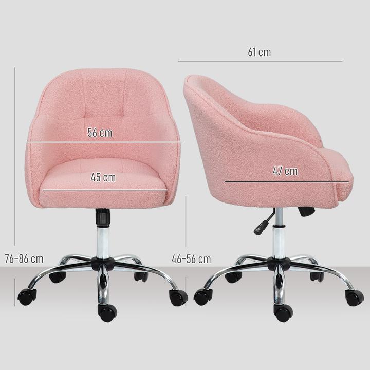 Produktbild Homcom Bürostuhl Polyester, Kunstleder Rosa (46 - 56 cm)