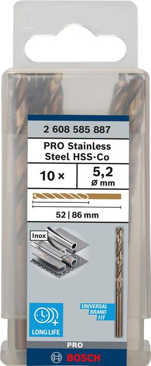 Produktbild Bosch Professional Zubehör PRO Stainless Steel HSS-Co Spiralbohrer, 5.2 x 52 x 86 mm (5.2 mm)
