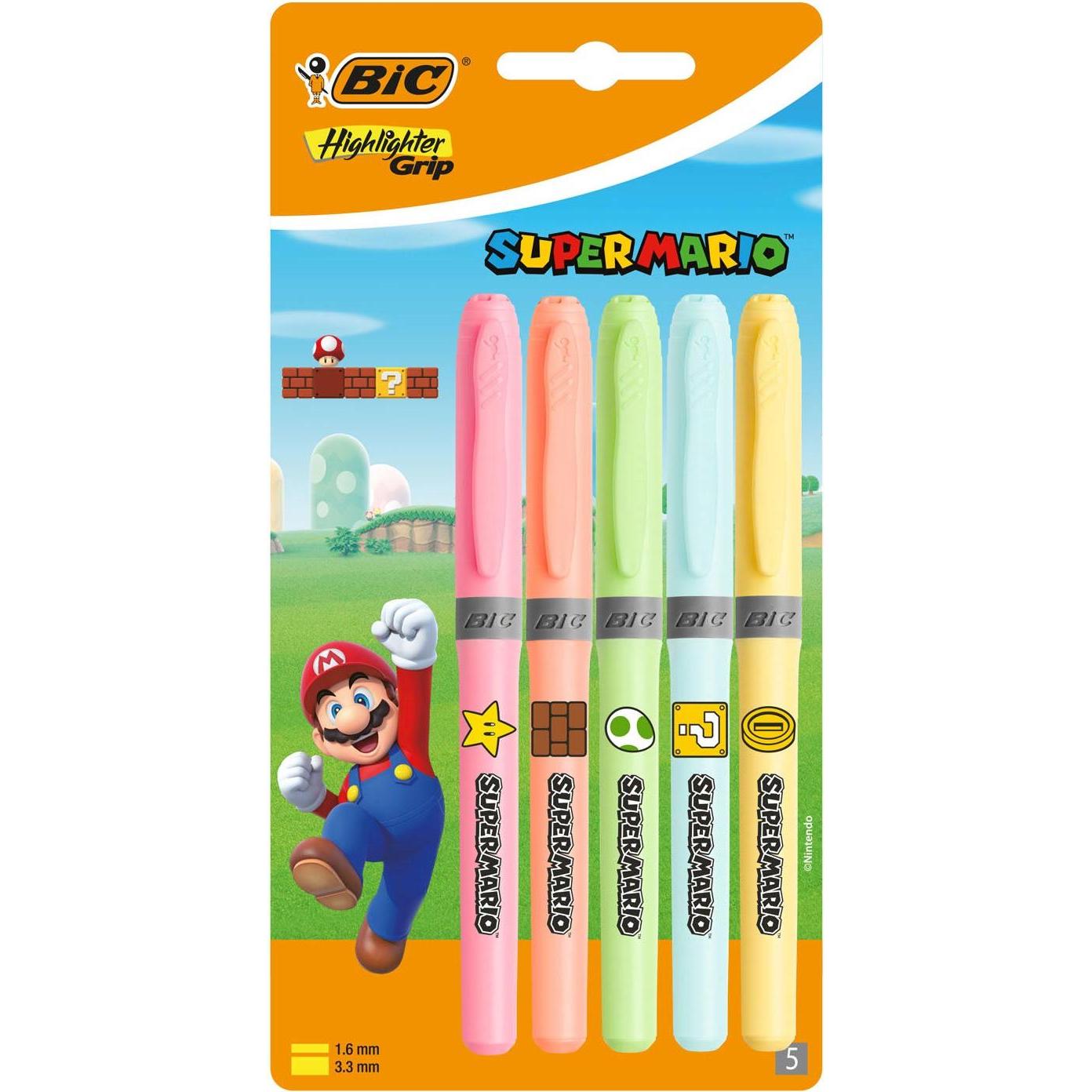 Bic, Evidenziatori, Evidenziatore Super Mario, 5 pezzi. (5 x)