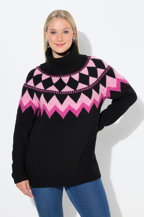 Produktbild Ulla Popken Pullover, Norwegermuster, Rollkragen, Langarm (62)