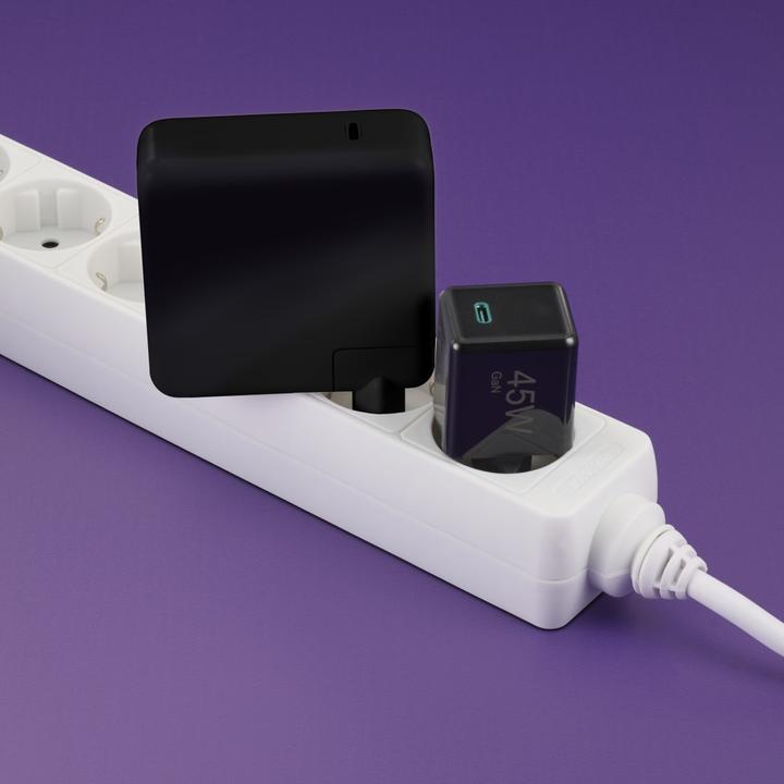 Produktbild Hama Schnellladegerät, USB-C, PD/QC/GaN, Super-Mini-Charger, 45 W, Schwarz (45 W)