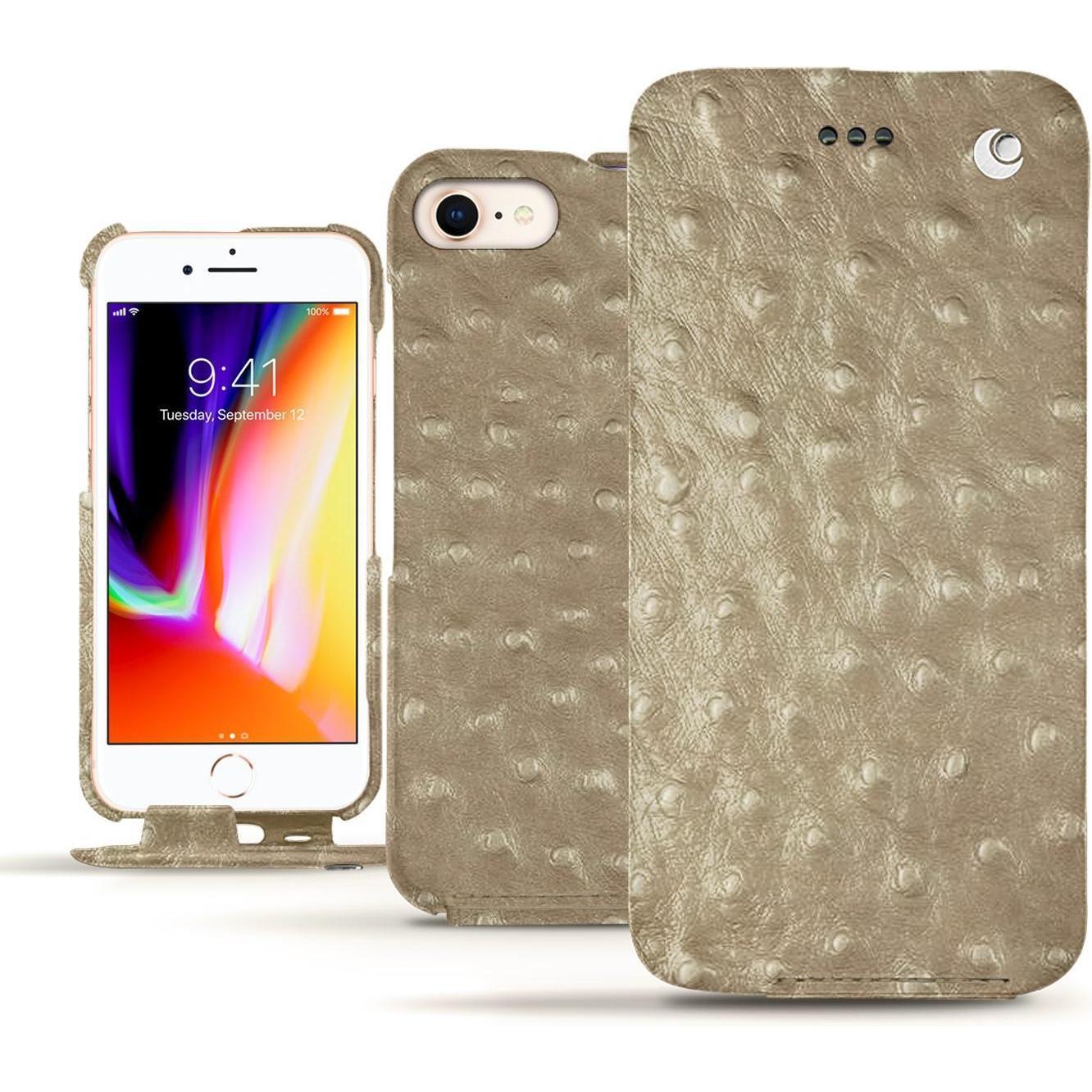 Thumbnail - Noreve Lederschutzhülle vertikal (Apple iPhone 8), Smartphone Hülle, Beige