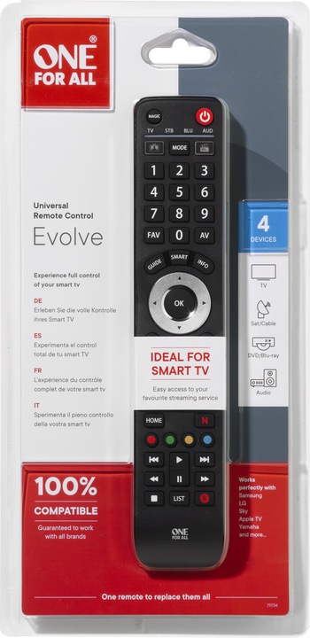 Actual product image One for All Evolve 4 (Universal remote control, Infrared)