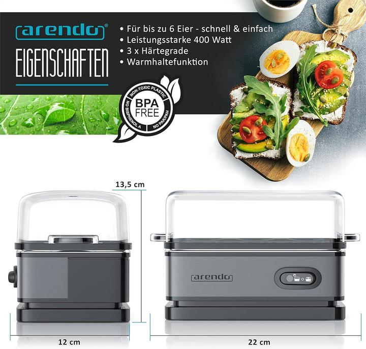 Actual product image Arendo Egg boiler A: Cool Grey