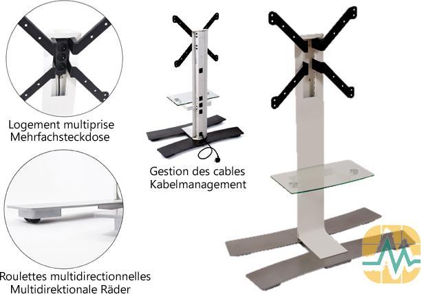 Produktbild Erard WILL 1400 XL mobiler TV Ständer mit Ablage 40-85 Zoll, weiss (50 kg, 40" - 85")