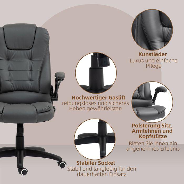 Produktbild Swisshandel24 Bürostuhl, Ergonomisch Chefsessel mit Wippfunktion, Hochklappbare Armlehne, dunkgelgrau
