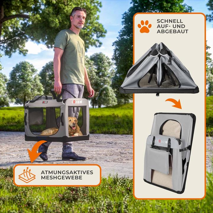 Produktbild Cadoca Faltbare Hundetransportbox XXL, bis 40 kg, atmungsaktiv (Hund, Katze, Faltbar)