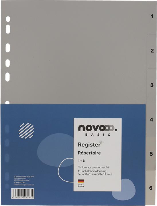 Produktbild Novooo Register PP grau A4