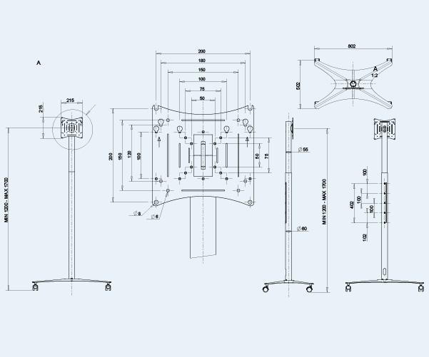 Produktbild OMB TV Ständer Polo, 22-49" schwarz, 4 Soft-Rollen (46", 30 kg)