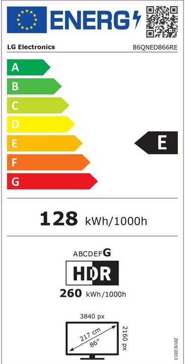 Energy Label LG TV 86QNED866RE (2023) (86", QNED86, Mini-LED, QNED, 4K, 2023)