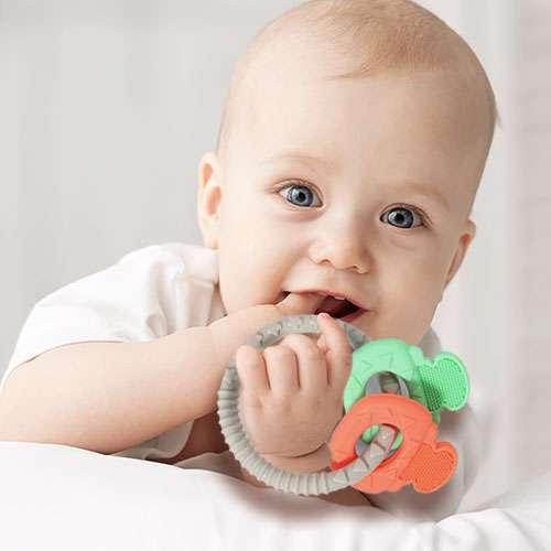 Immagine prodotto Babyono Anello di dentizione in silicone Ortho verde/rosso 0M+ (0 Mesi)