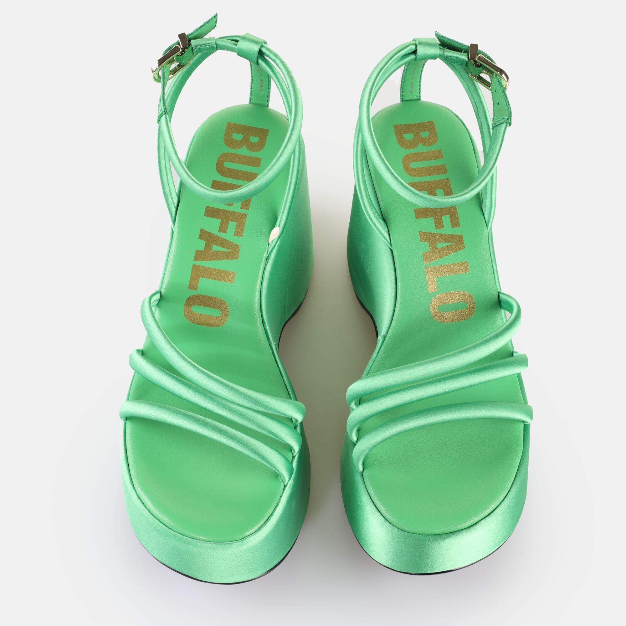 Thumbnail - Buffalo, Damen, Sandalen, keil-sandalen fã¼r damen joy mss sandal - vegan, Grün, (40)