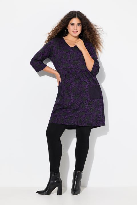 Produktbild Ulla Popken Longshirt, A-Linie, Blumendruck, 3/4-Ärmel (56)