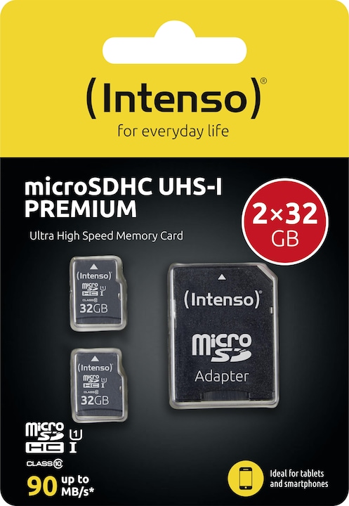 Productafbeelding Intenso UHS-I Premium (2-Pack) (32 GB, microSDHC, microSD, U1, UHS-I)