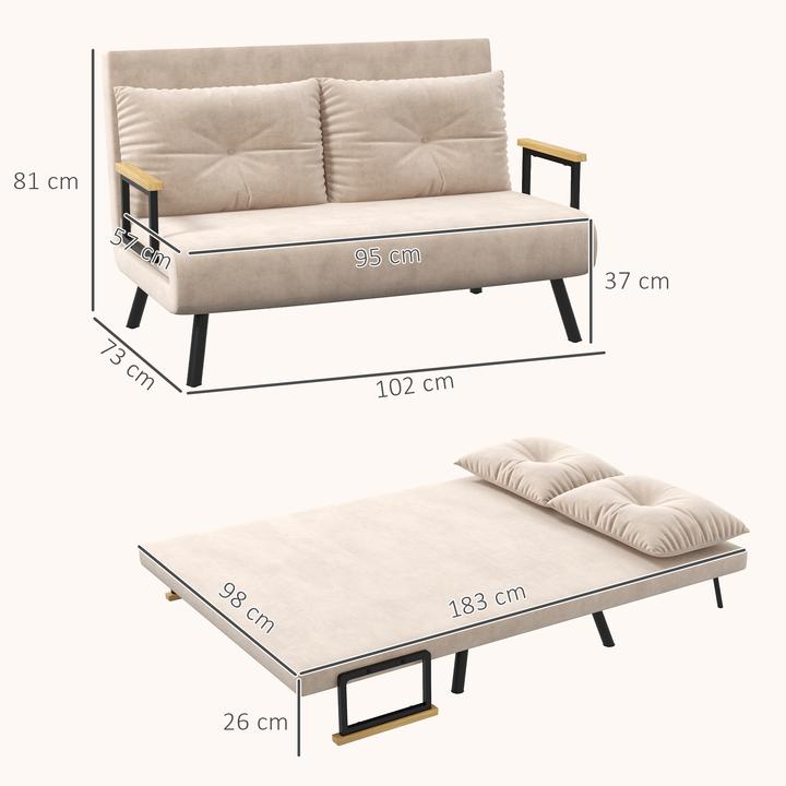Actual product image Homcom Schlafsofa Stahl, Polyester Beige