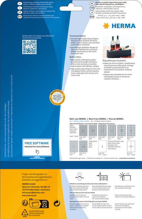 Produktbild HERMA Hochglanz Etiketten A4