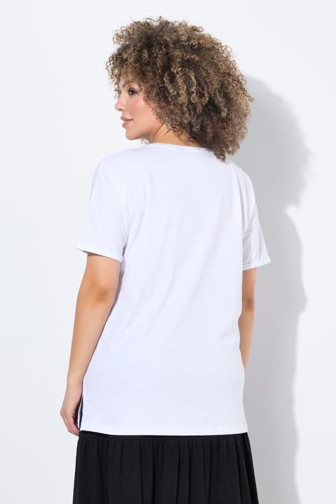 Immagine prodotto Ulla Popken T-shirt dal taglio oversize con fiocchi, scollo a V e mezze maniche (62)