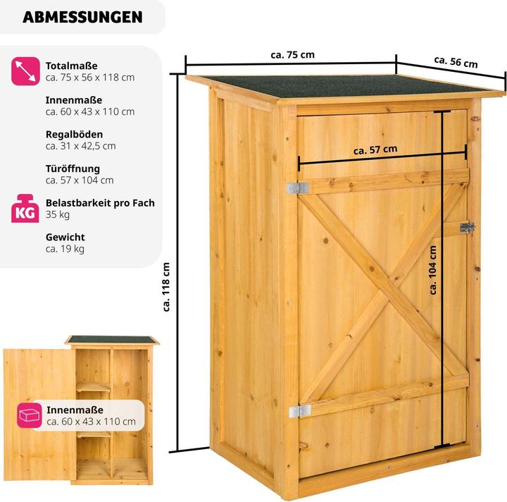 Produktbild tectake Gartenschrank mit Flachdach