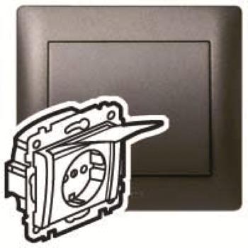 Produktbild Legrand Steckdose (SL) erhöhter Berührungsschutz Klappdeckel Galea dark bronze 771264