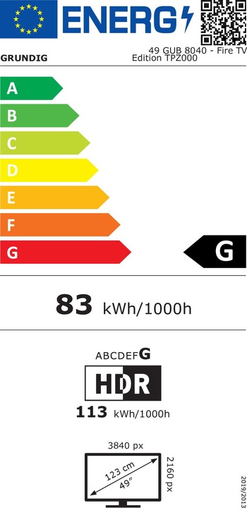 Energy Label Grundig 49 GUB 8040 (49", LED, 4K, 2020)