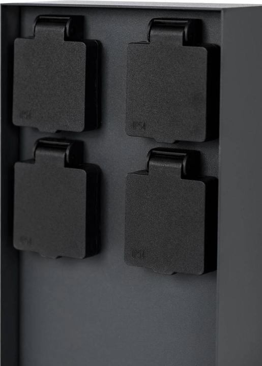 Image du produit Grafner Colonne de prises noire avec 4 prises extérieures en acier inoxydable colonne d'énergie pour prises