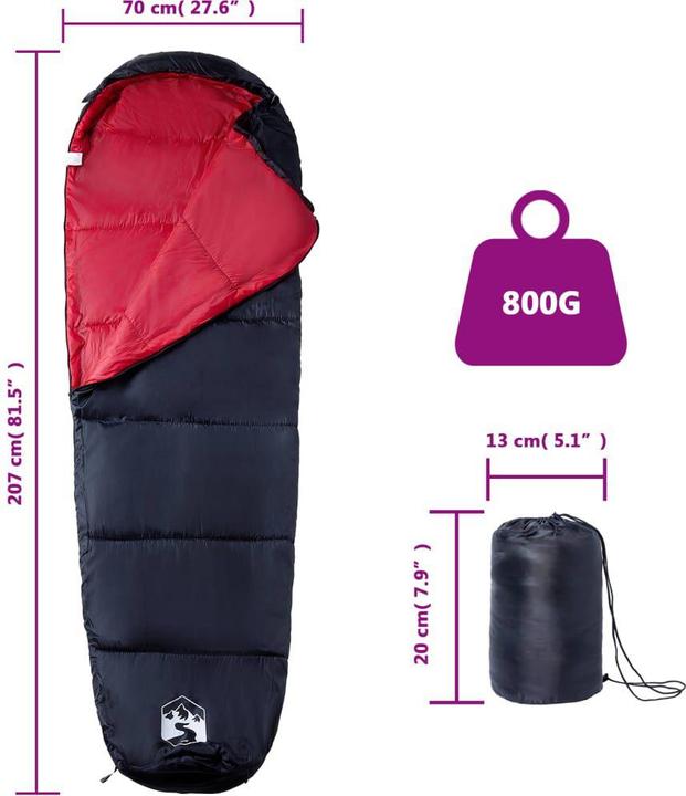 Produktbild vidaXL Mumienschlafsack (207 cm)