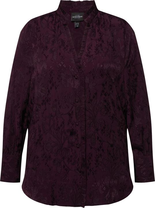 Produktbild Ulla Popken Bluse, Jacquard, Rüschen, V-Ausschnitt, Langarm (42, 44)