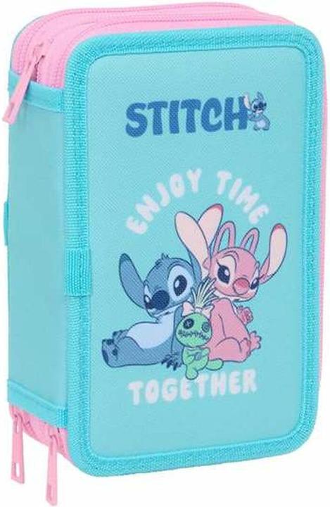 Stitch Dreifaches Federmäppchen Blau 12,5 X 19,5 X 5,5 Cm 37 Stücke