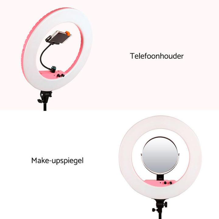 Image du produit Caruba Vlogger 18 pouces rond LED, set économique avec sac rose (Éclairage annulaire)