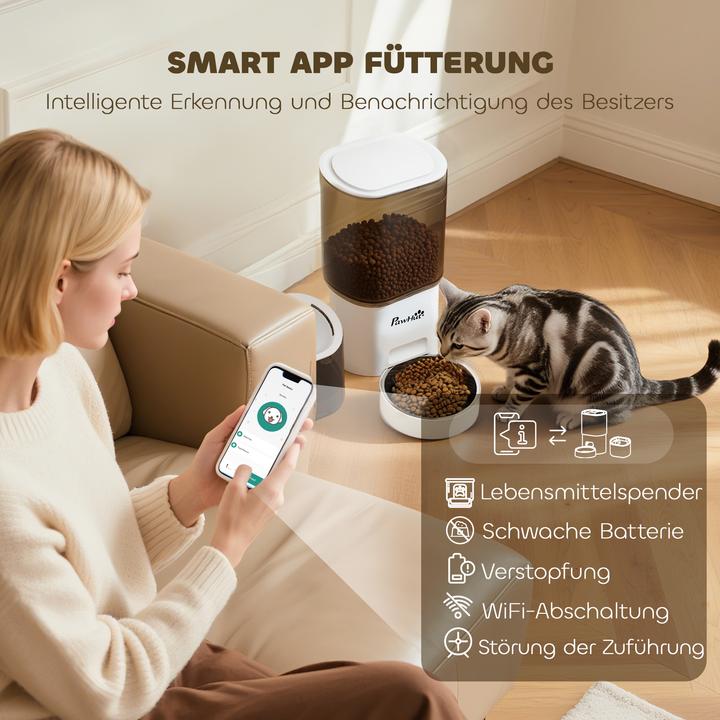 Produktbild PawHut Futter- und Trinkbrunnen-Set ABS, Edelstahl Weiss (3 l)