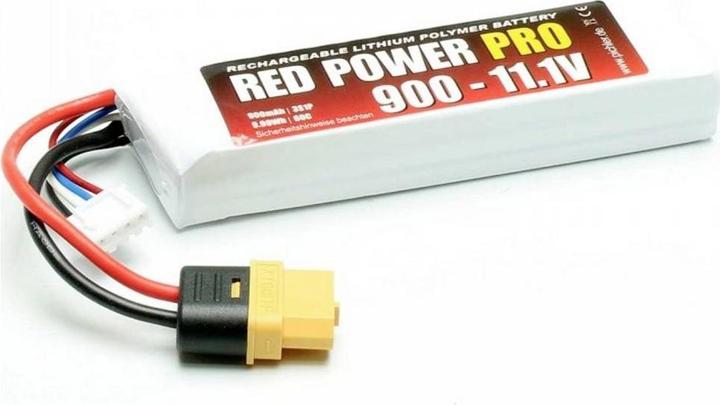 Actual product image Red Power Model making battery pack (LiPo) 11.1 V 900 mAh 60 C Softcase XT60 (11.10 V, 900 mAh)