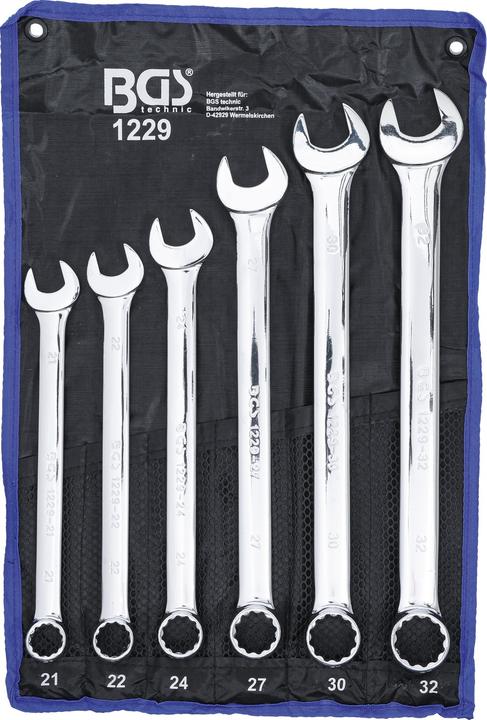 Produktbild BGS Maul-Ringschlüssel-Satz extra lang SW 21 - 32 mm 6-tlg. (32 mm, 24 mm, 22 mm, 21 mm, 27 mm, 30 mm)