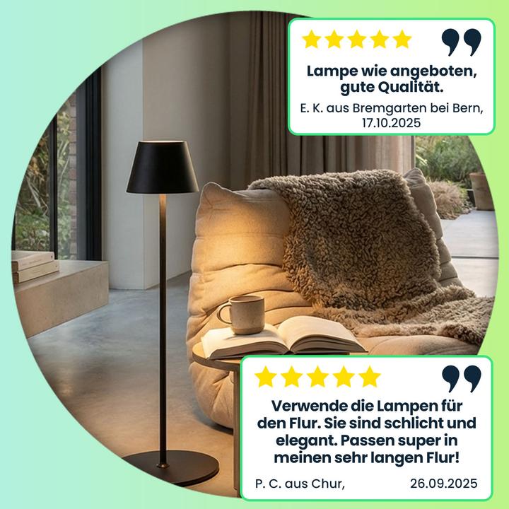 Produktbild Casativo 2er-Set Moderne höhenverstellbare LED-Stehlampe, dimmbar, schwarz, 50 /90/130 cm (450 lm)