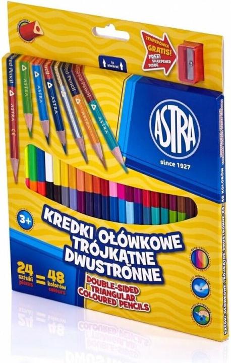 Productafbeelding Astra Dubbelzijdige driehoekige potloden 24 = 48 kleuren (Veelkleurig, 24 x)