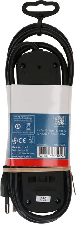 Immagine prodotto Max Hauri Steckdosenleiste Basic Line (4x, Tipo 13, 1.50 m)