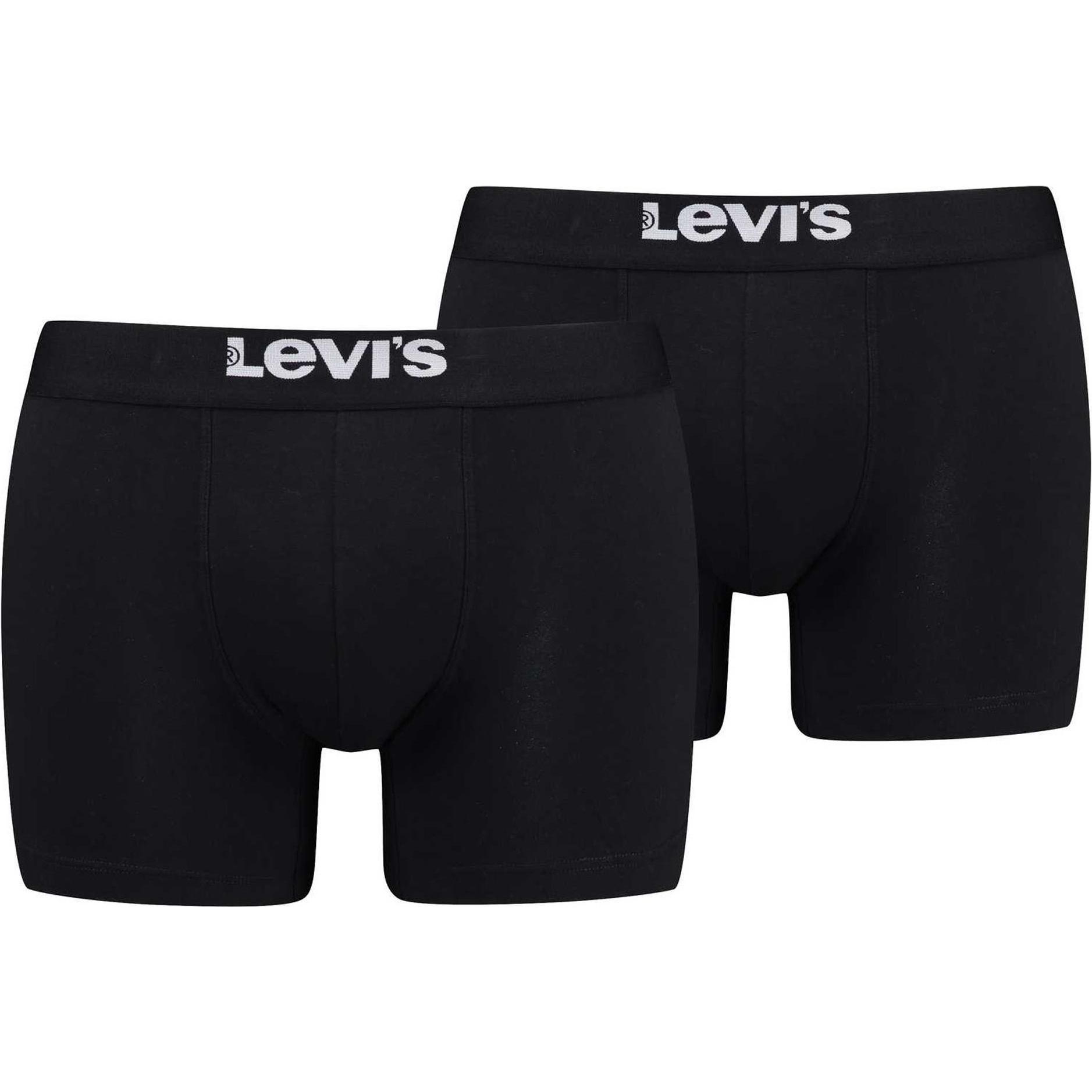 Levis, Herren, Unterhosen, Basic BoxerBrief, Schwarz, (XL, 2er Pack)