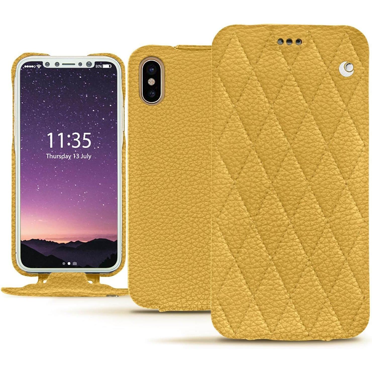 Noreve Lederschutzhülle vertikal (Apple iPhone X), Smartphone Hülle, Orange