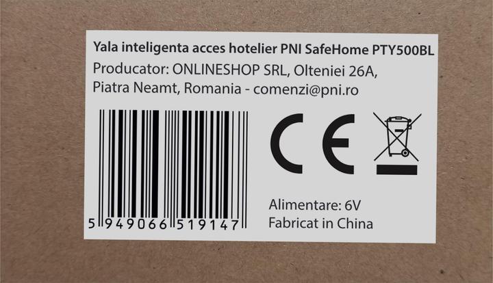 Actual product image PNI Yala Smart Hotel Access SafeHome PTY500BL WiFi, left, access with fingerprint, code, card, lock (Fingerprint, Key, Key card)