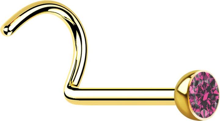 Image du produit Star Piercing Clou de nez courbé doré avec cristal rose (sans laiton, Acier chirurgical 316L)